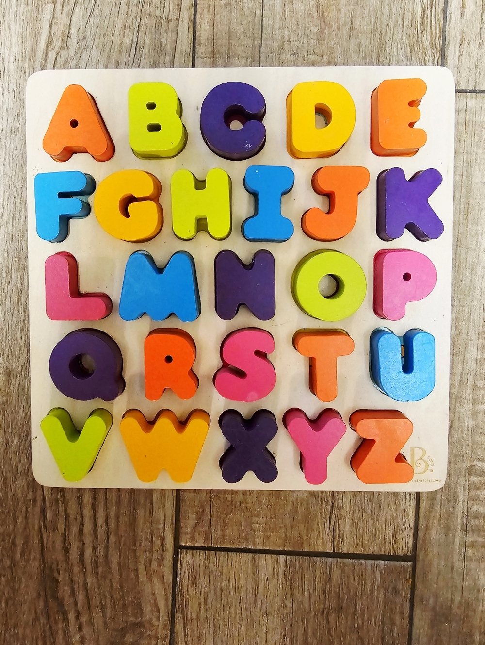 Colorful Wooden Alphabet Puzzle - Bright Multicolor Letters